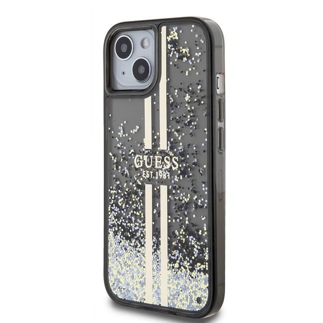 Husa pentru  iPhone 15 Guess - Liquid Glitter - negru