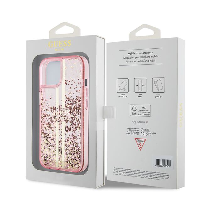 Husa pentru  iPhone 15 Guess - Liquid Glitter - roz