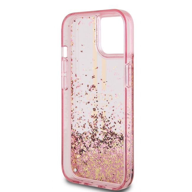 Husa pentru  iPhone 15 Guess - Liquid Glitter - roz