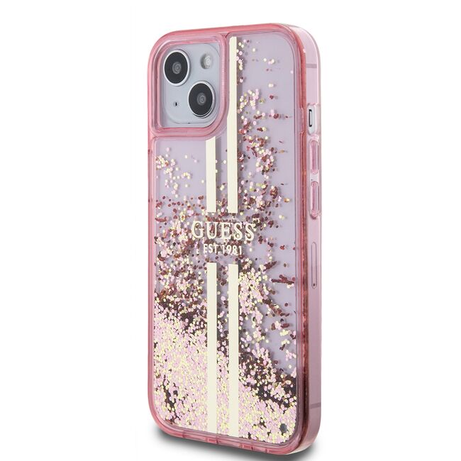 Husa pentru  iPhone 15 Guess - Liquid Glitter - roz