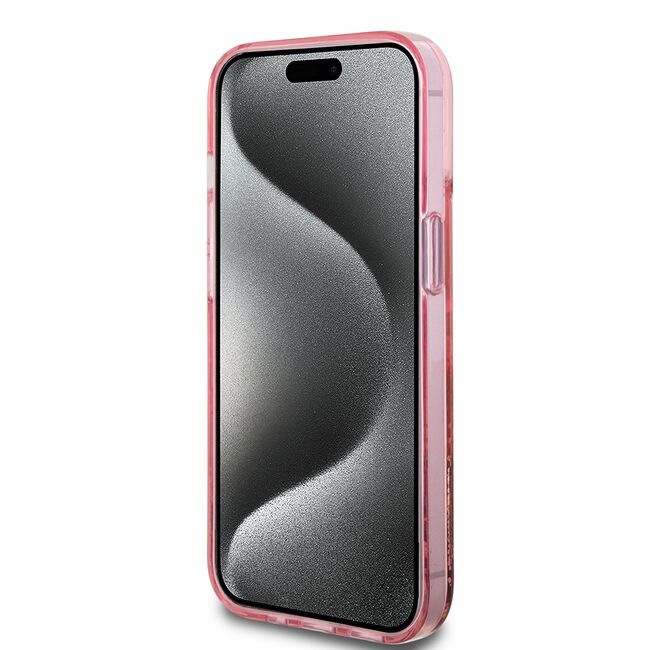 Husa pentru  iPhone 15 Guess - Liquid Glitter - roz