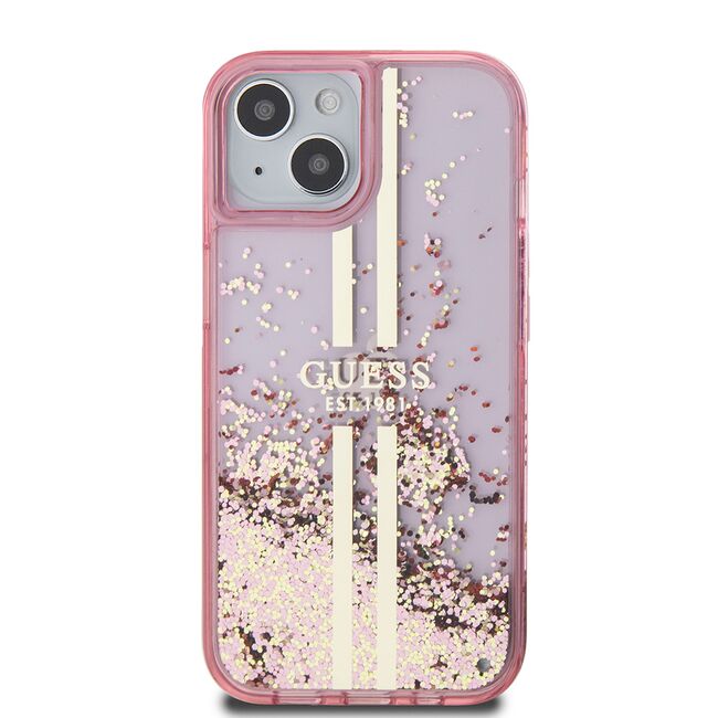 Husa pentru  iPhone 15 Guess - Liquid Glitter - roz