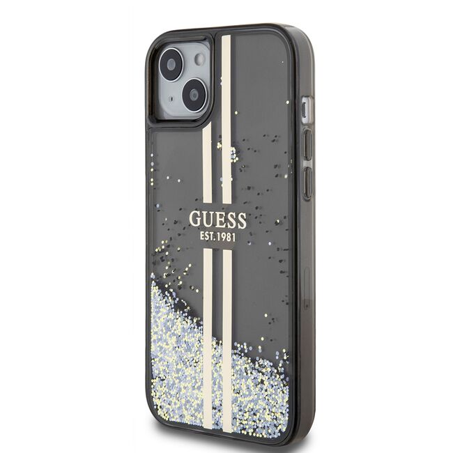 Husa pentru  iPhone 15 Plus Guess - Liquid Glitter - negru