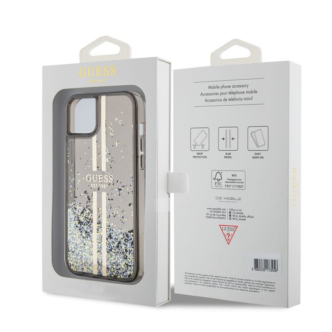 Husa pentru  iPhone 15 Plus Guess - Liquid Glitter - negru