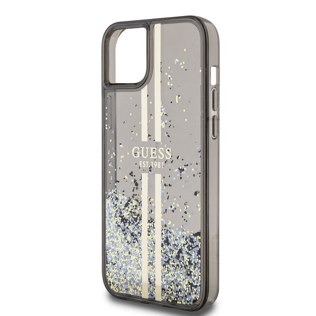 Husa pentru  iPhone 15 Plus Guess - Liquid Glitter - negru