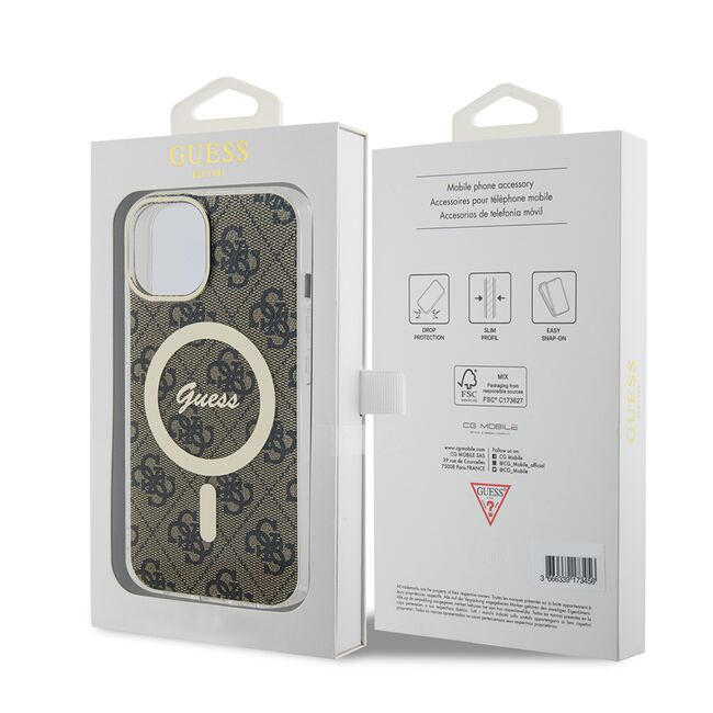 Husa pentru  iPhone 15 Plus cu MagSafe Guess - IML Series - maro inchis