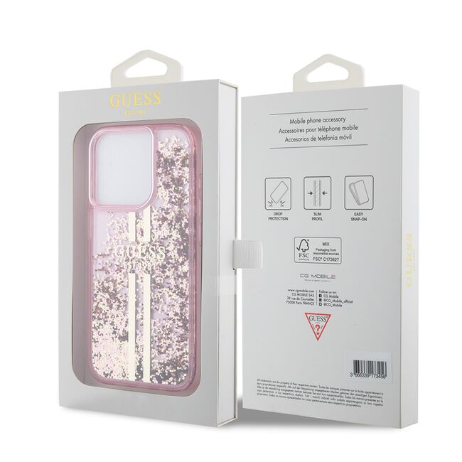 Husa pentru  iPhone 15 Pro Guess - Liquid Glitter - roz