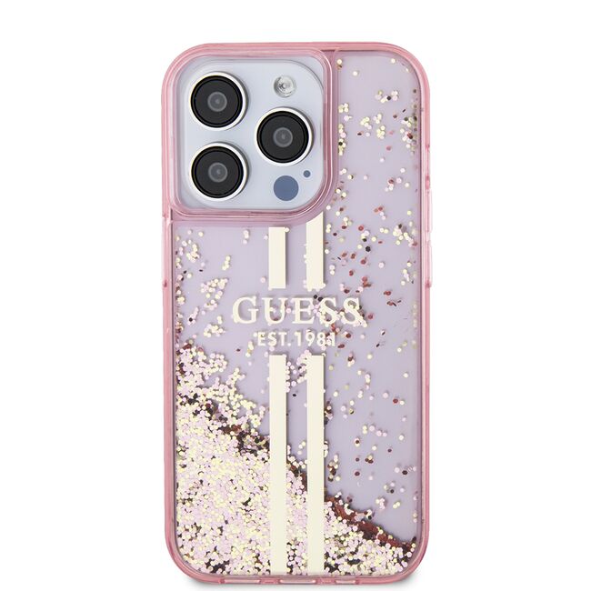 Husa pentru  iPhone 15 Pro Guess - Liquid Glitter - roz