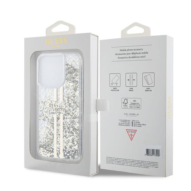 Husa pentru  iPhone 15 Pro Guess - Liquid Glitter - transparent