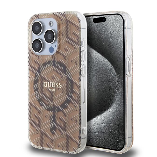 Husa pentru  iPhone 15 Pro Max cu MagSafe Guess - IML Series - maro