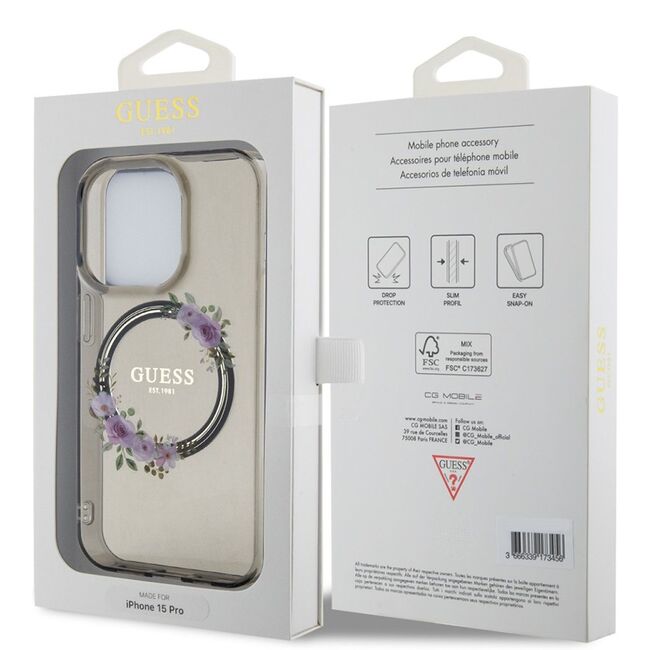 Husa pentru  iPhone 15 Pro Max cu MagSafe Guess - IML Series - negru