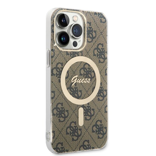 Husa pentru  iPhone 15 Pro cu MagSafe Guess - IML Series - maro inchis