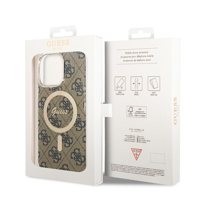 Husa pentru  iPhone 15 Pro cu MagSafe Guess - IML Series - maro inchis