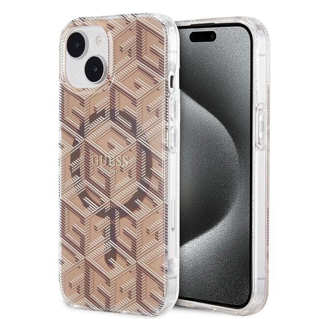 Husa pentru  iPhone 15 cu MagSafe Guess - IML Series - maro