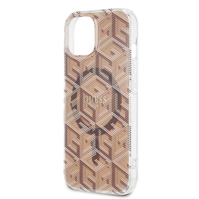 Husa pentru  iPhone 15 cu MagSafe Guess - IML Series - maro