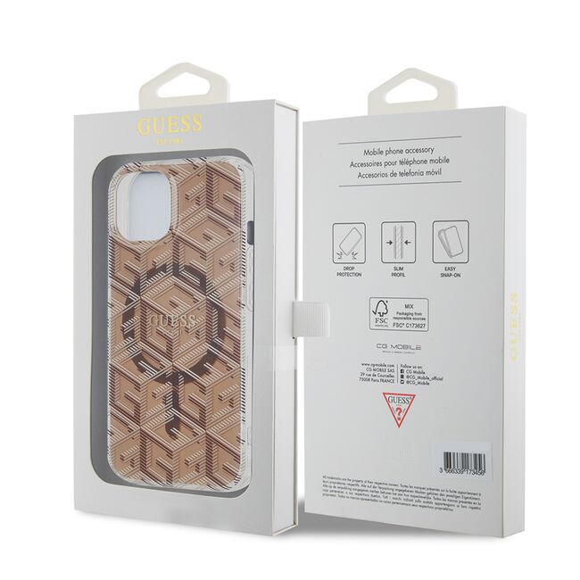 Husa pentru  iPhone 15 cu MagSafe Guess - IML Series - maro