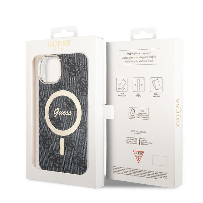 Husa pentru  iPhone 15 cu MagSafe Guess - IML Series - negru denim
