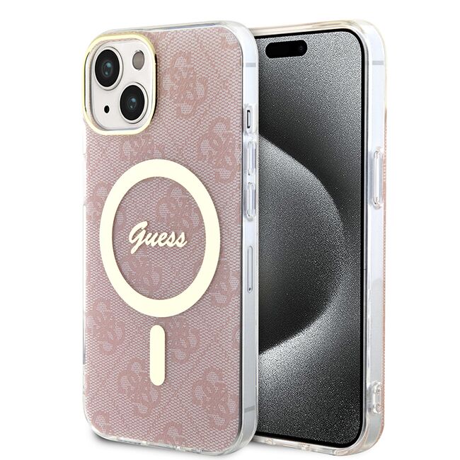 Husa pentru  iPhone 15 cu MagSafe Guess - IML Series - roz neo