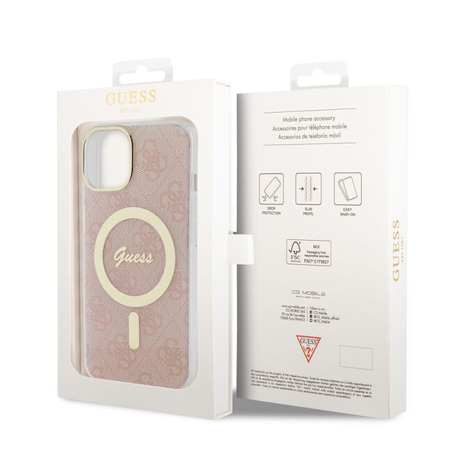 Husa pentru  iPhone 15 cu MagSafe Guess - IML Series - roz neo