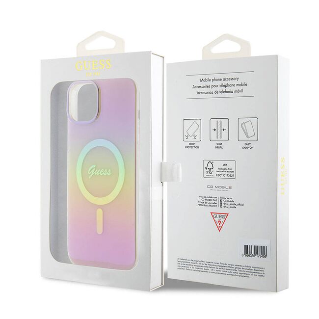 Husa pentru  iPhone 15 cu MagSafe Guess - IML Series - roz pudrat