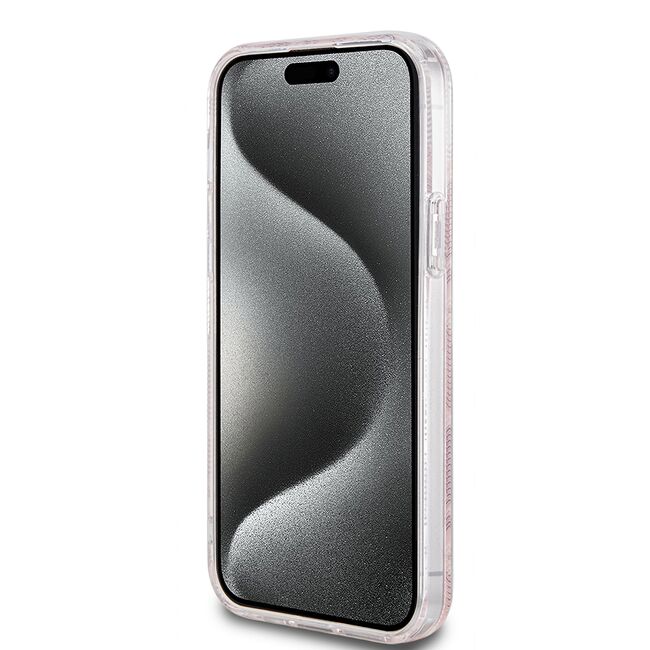 Husa pentru  iPhone 15 cu MagSafe Guess - IML Series - roz