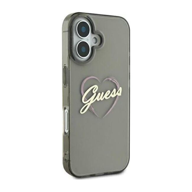 Husa pentru  iPhone 16 Guess - Hardcase IML Heart - negru