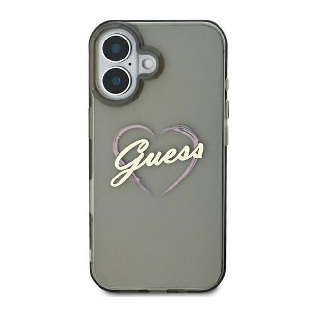 Husa pentru  iPhone 16 Guess - Hardcase IML Heart - negru