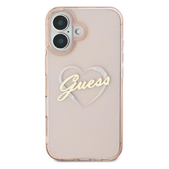 Husa pentru  iPhone 16 Guess - Hardcase IML Heart - roz
