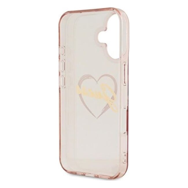 Husa pentru  iPhone 16 Guess - Hardcase IML Heart - roz