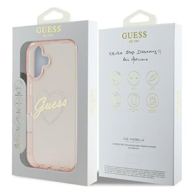 Husa pentru  iPhone 16 Guess - Hardcase IML Heart - transparent