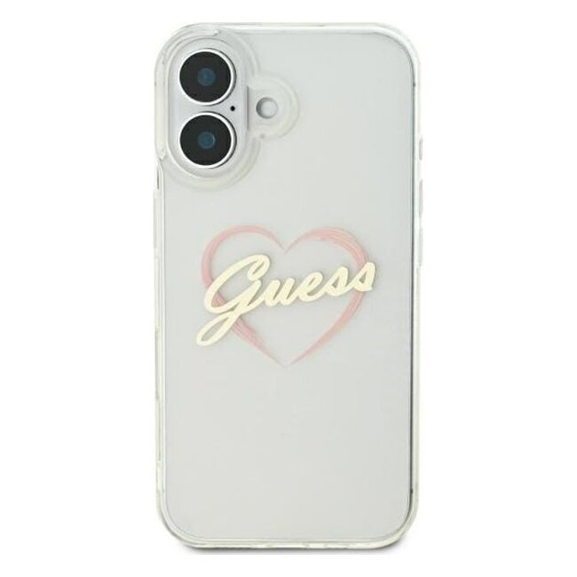 Husa pentru  iPhone 16 Guess - Hardcase IML Heart - transparent