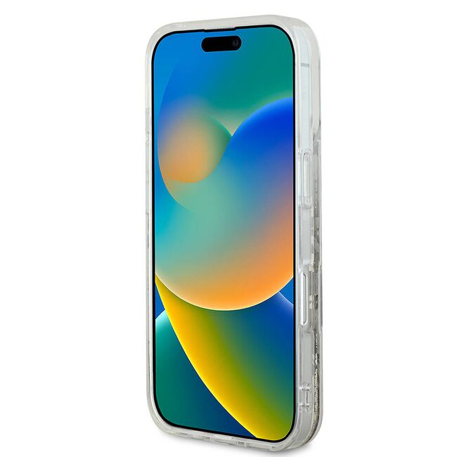 Husa pentru  iPhone 16 Guess - Liquid Glitter - bej