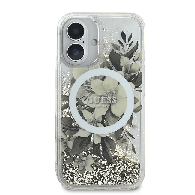 Husa pentru  iPhone 16 Guess - Liquid Glitter - bej