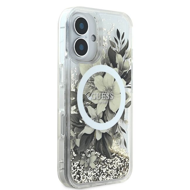 Husa pentru  iPhone 16 Guess - Liquid Glitter - roz