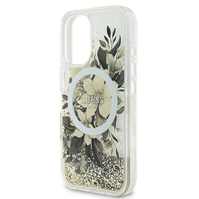 Husa pentru  iPhone 16 Guess - Liquid Glitter - roz