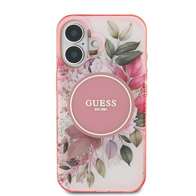 Husa pentru  iPhone 16 Plus cu MagSafe Guess - IML Series - roz neon
