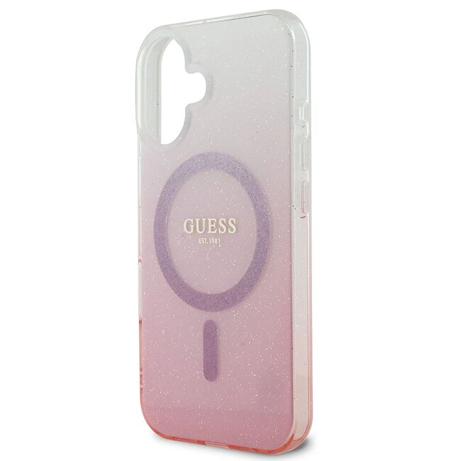 Husa pentru  iPhone 16 Plus cu MagSafe Guess - IML Series - roz neon