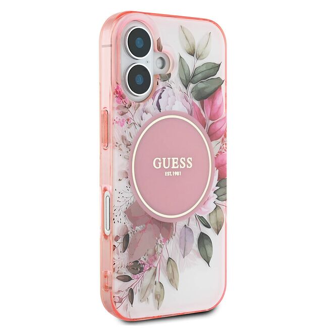 Husa pentru  iPhone 16 Plus cu MagSafe Guess - IML Series - roz neon