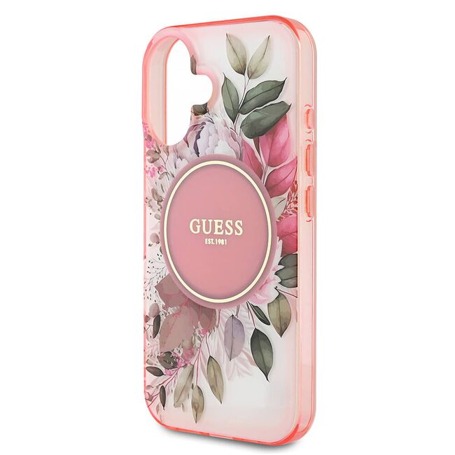 Husa pentru  iPhone 16 Plus cu MagSafe Guess - IML Series - roz neon