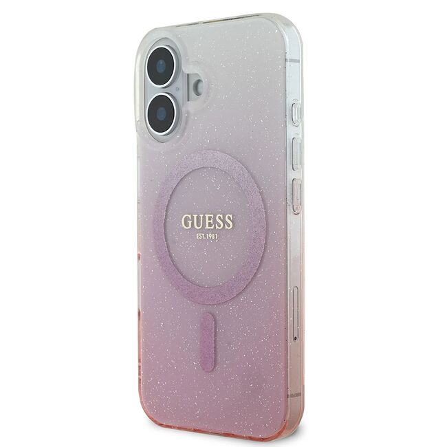 Husa pentru  iPhone 16 Plus cu MagSafe Guess - IML Series - roz neon