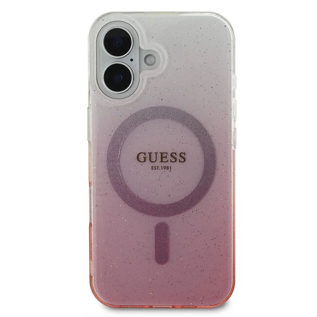 Husa pentru  iPhone 16 Plus cu MagSafe Guess - IML Series - roz neon