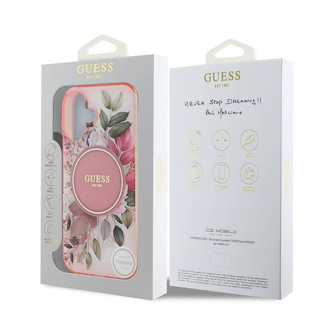 Husa pentru  iPhone 16 Plus cu MagSafe Guess - IML Series - roz neon