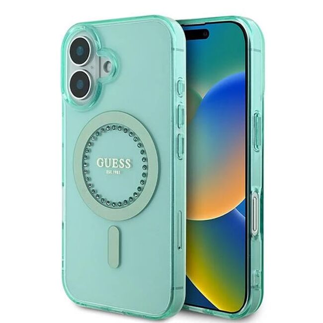 Husa pentru  iPhone 16 Plus cu MagSafe Guess - IML Series - verde