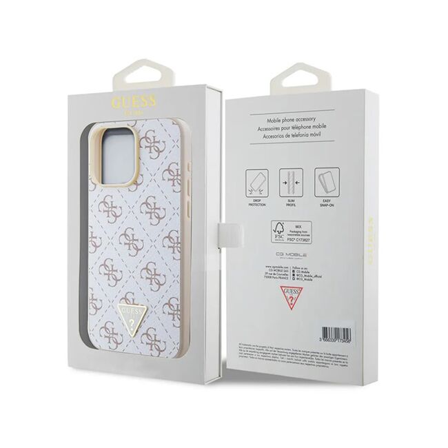 Husa pentru  iPhone 16 Pro Guess - Hardcase 4G Series - alb