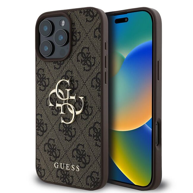 Husa pentru  iPhone 16 Pro Guess - Hardcase 4G Series - maro