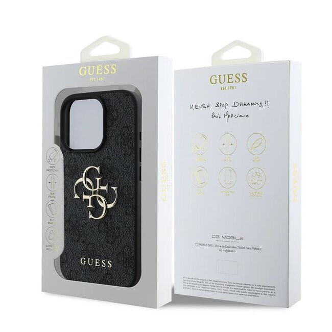 Husa pentru  iPhone 16 Pro Guess - Hardcase 4G Series - negru denim