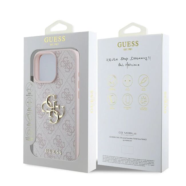 Husa pentru  iPhone 16 Pro Max Guess - Hardcase 4G Series - roz