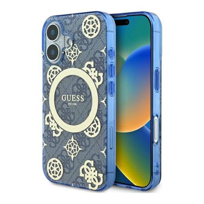 Husa pentru  iPhone 16 cu MagSafe Guess - IML Series - albastru