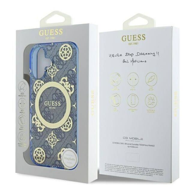 Husa pentru  iPhone 16 cu MagSafe Guess - IML Series - albastru