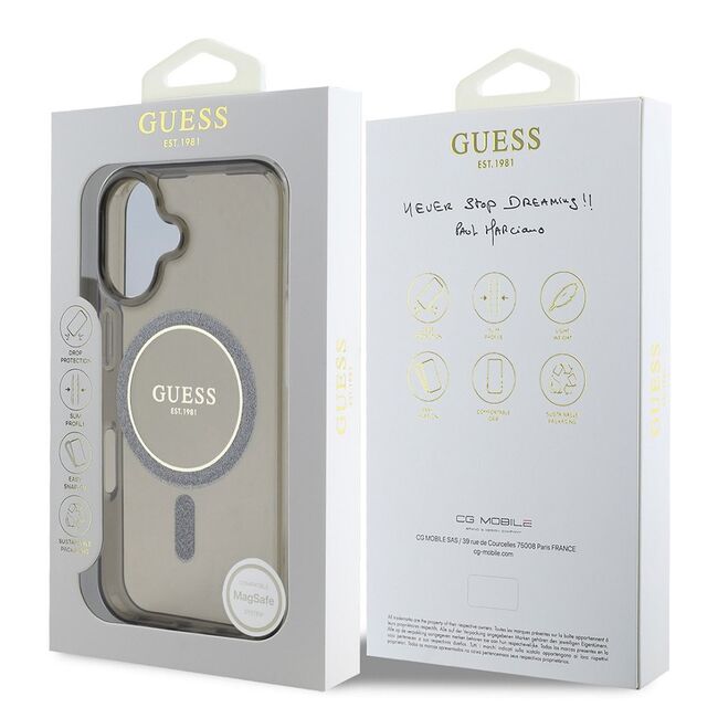 Husa pentru  iPhone 16 cu MagSafe Guess - IML Series - negru mat